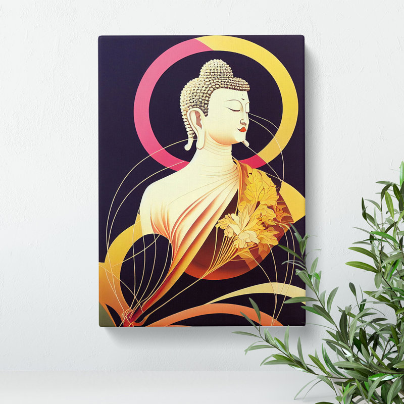 Buddha Art Nouveau - Wrapped Canvas Print, 50cm H x 35cm W x 3cm D