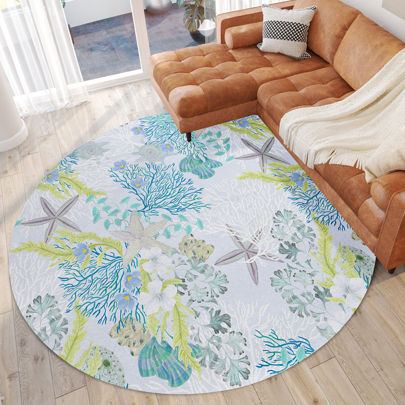 Pagar Washable Machine Woven Indoor / Outdoor Area Rug , Round 8'