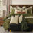 Pleated Velvet Olive Green Duvet Cover & Insert Set-73091762
