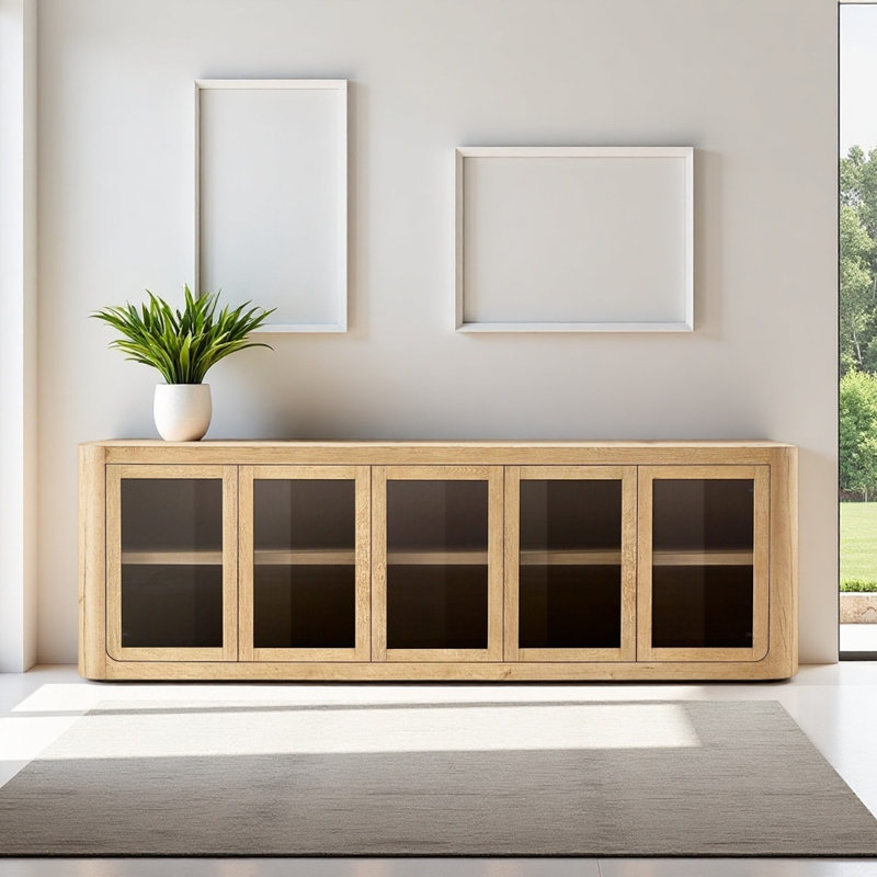 American Retro Design Display Cabinet, Burlywood