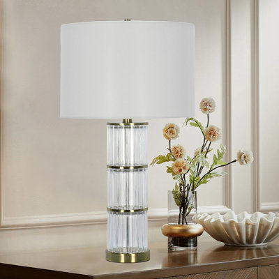 Narve 27.25" Stacked Fluted Clear Glass Table Lamp