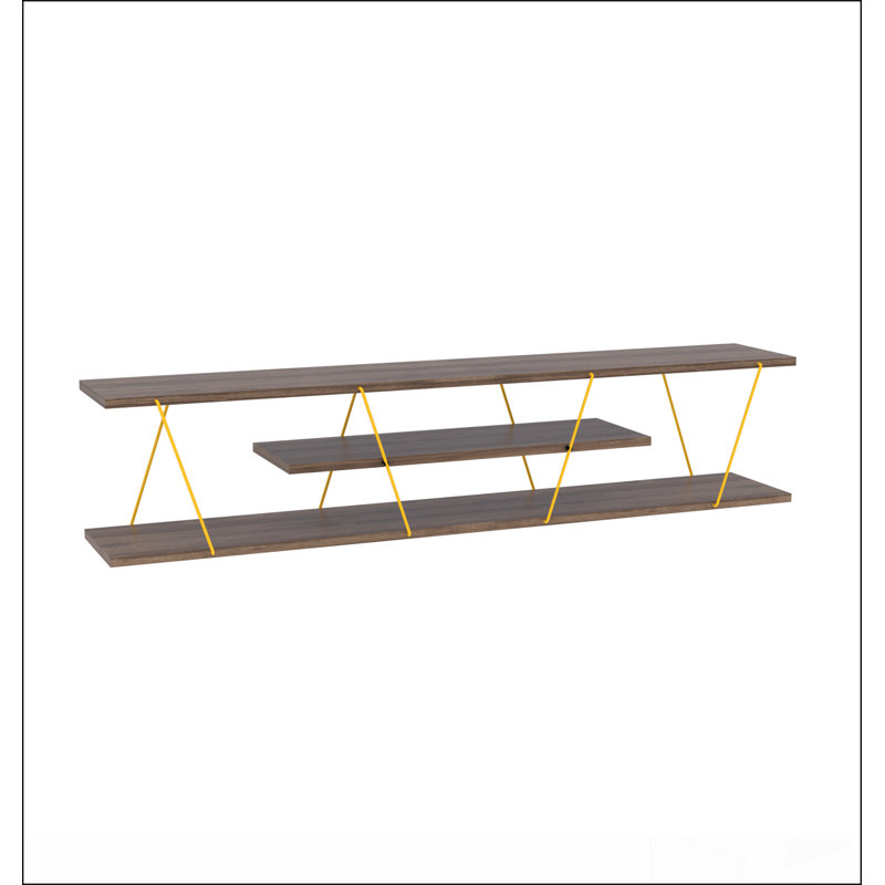 FurnisHome Store Tars Mid Century Modern Tv Stand 4 Shelves Open Storage Metal Cords Entertainment Centre 56 inch Low Tv Unit