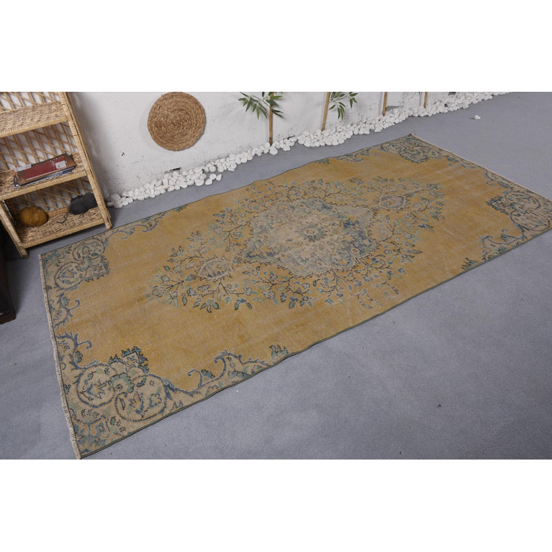 Tapis turcs, tapis de 4,4 pi x 8,5 pi, tapis orange luxueux, tapis rétro, tapis oriental, tapis bohème