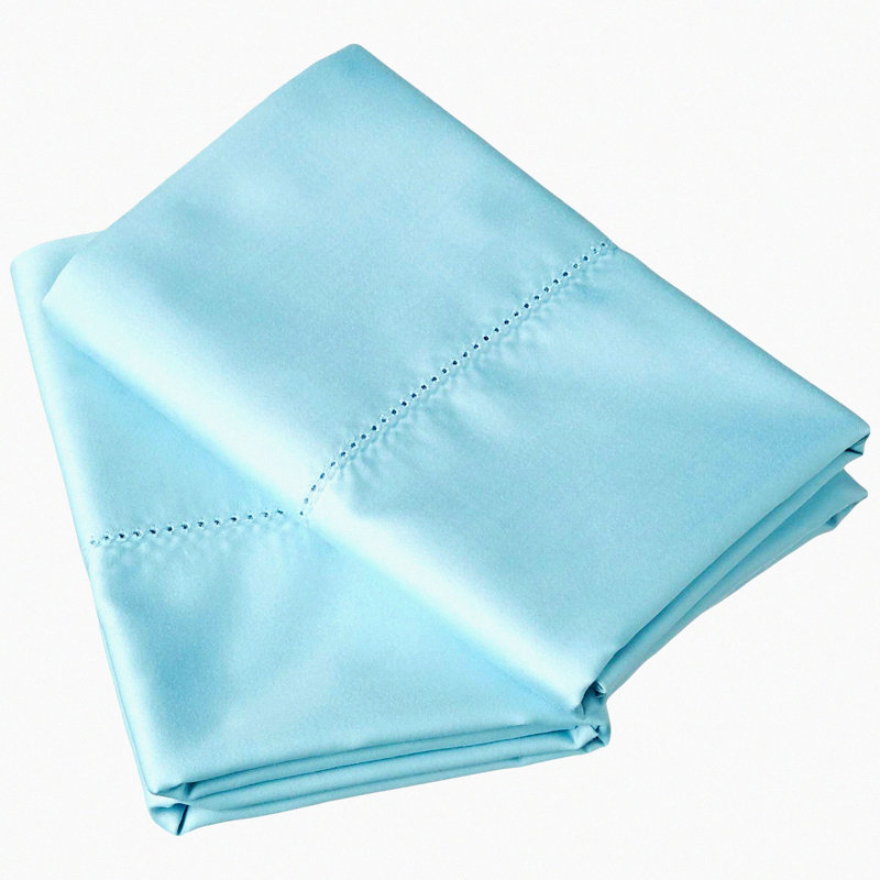 Luxury Sterling Blue Sateen Pillowcase Set - 525 Thread Count, 100% Long Staple Cotton, Soft & Smooth Bedding, 2 Piece Set for Comfort & Style