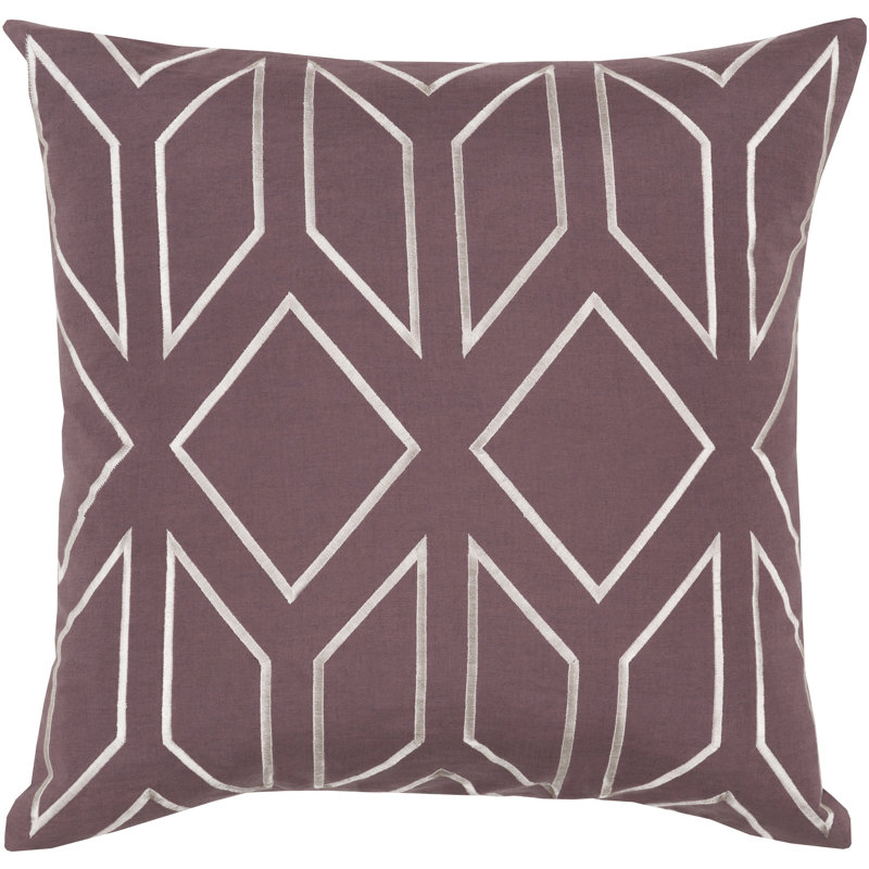 Coussin Skyline, H 20 po x l 20 po x P 5 po, Mauve / Neutre, Mélange de duvet