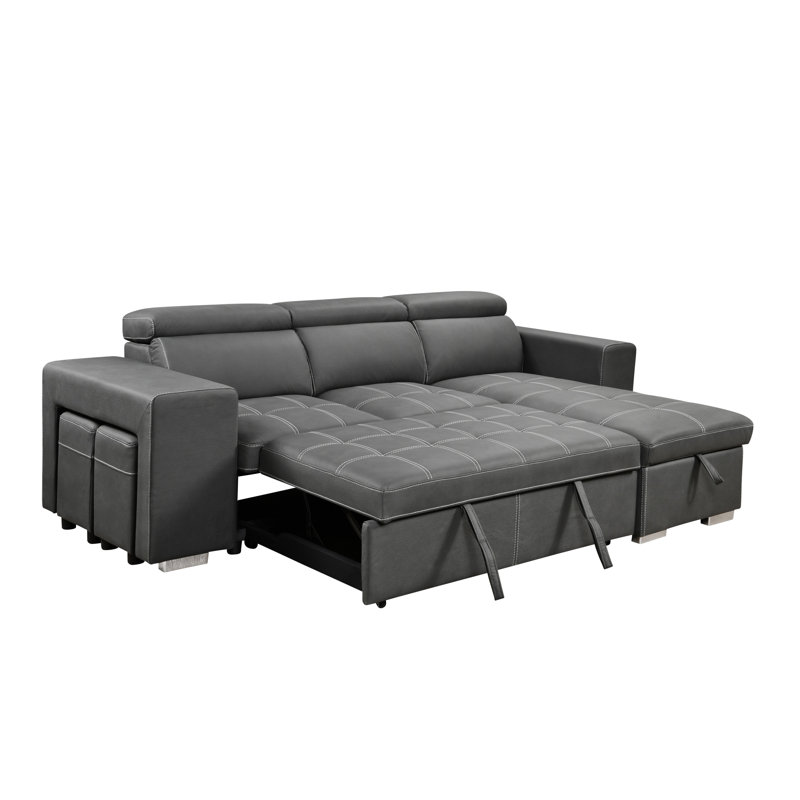Canapé-lit modulaire réversible en L de 102,7 po Dorla, Gris anthracite