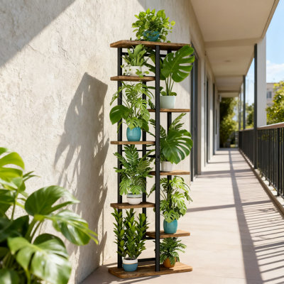 Support à plantes à 8 niveaux pour l'intérieur et l'extérieur, étagère à pots de fleurs à 9 niveaux, support de rangement à plusieurs niveaux pour jardin, patio, balcon, coin de salon