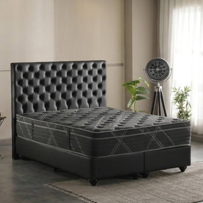  13” Luxury Black/Silver Eurotop Mattress – Inspired by the Space Race – Firm Hybrid Comfort – Made in NJ – Premium Quilted Cover - Fiberglass-Free – Bed in a Box