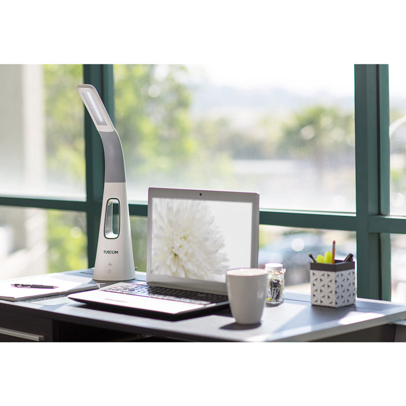 Montez-le! Lampe de bureau Turcom AirLight Ultrabright à DEL avec ventilateur à trois vitesses sans lame | Blanc