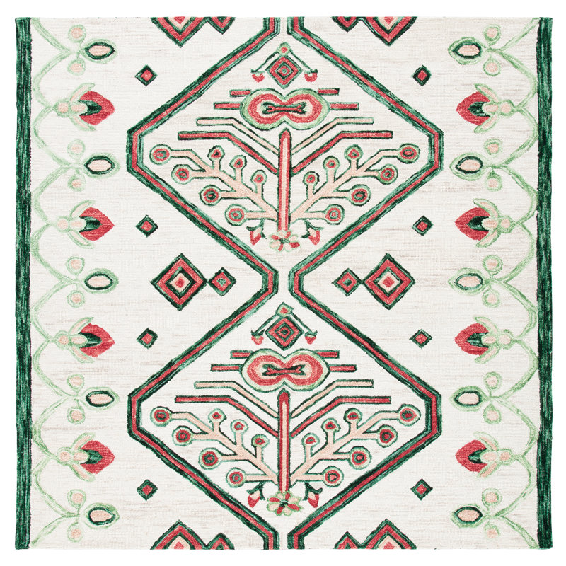 Hand Tufted Wool Southwestern Rug, Square 7'