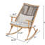 Chaise berçante d'extérieur - Structure en fer robuste au fini érable, dossier en rotin PE gris et coussin gris clair