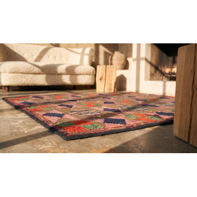 Tapis multicolore en laine Hooked American