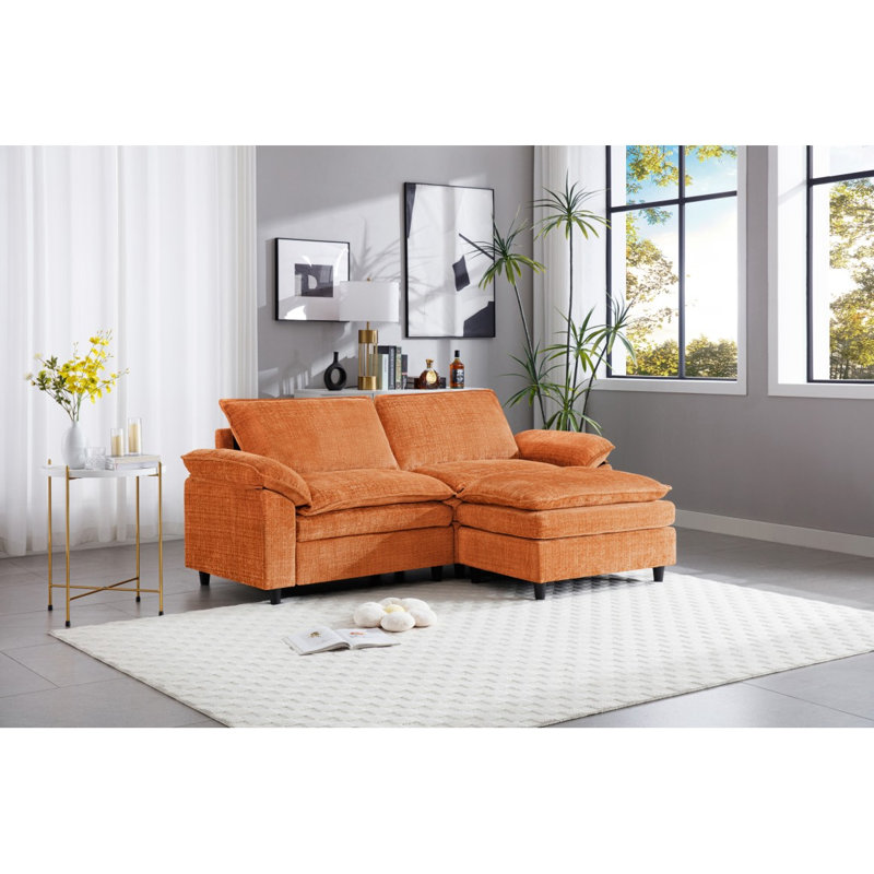 Canapé moderne avec repose-pieds avec repose-pieds, canapé modulaire 2 places avec assise profonde, canapés en nuage avec coussins décoratifs