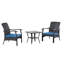 Ensemble de conversation en rotin de trois articles avec coussins