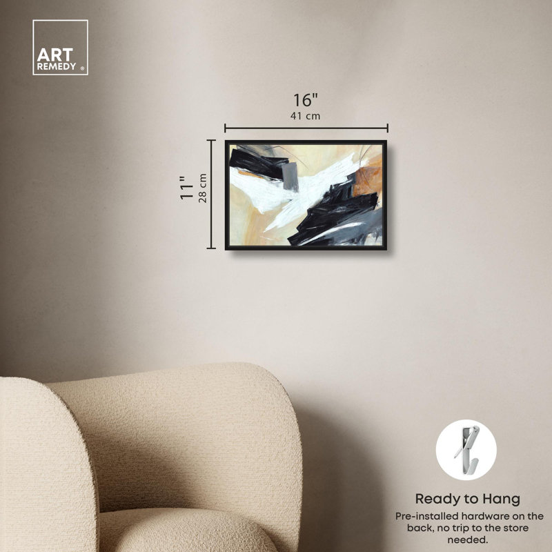 Free Spirit Abstract Canvas Modern Abstracts par Art Remedy, H 11 po x l 16 po, Cadre noir
