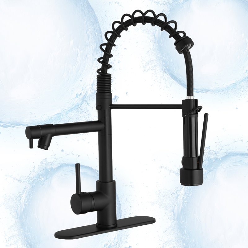 Single-Handle Pull-Down Sprayer 2 Spray High Arc Kitchen Faucet, Matte Black