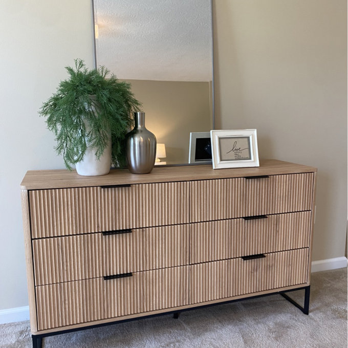 ebern designs fluted dresser reviews Ebern Designs Modern Fluted 6 Drawer Dresser,textured Wood Sticks Borders Curved Profile Design For Bedroom, Hallway Black