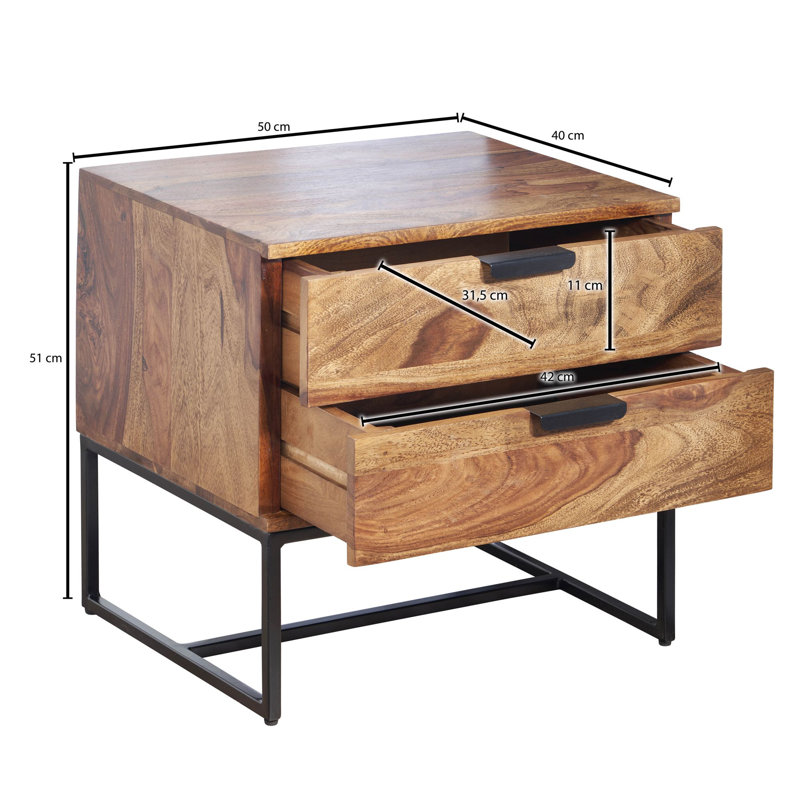 Adlean 50cm W Iron Bedside Table