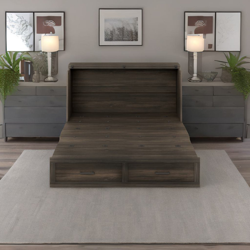 Lit armoire Murphy, Grand, gris