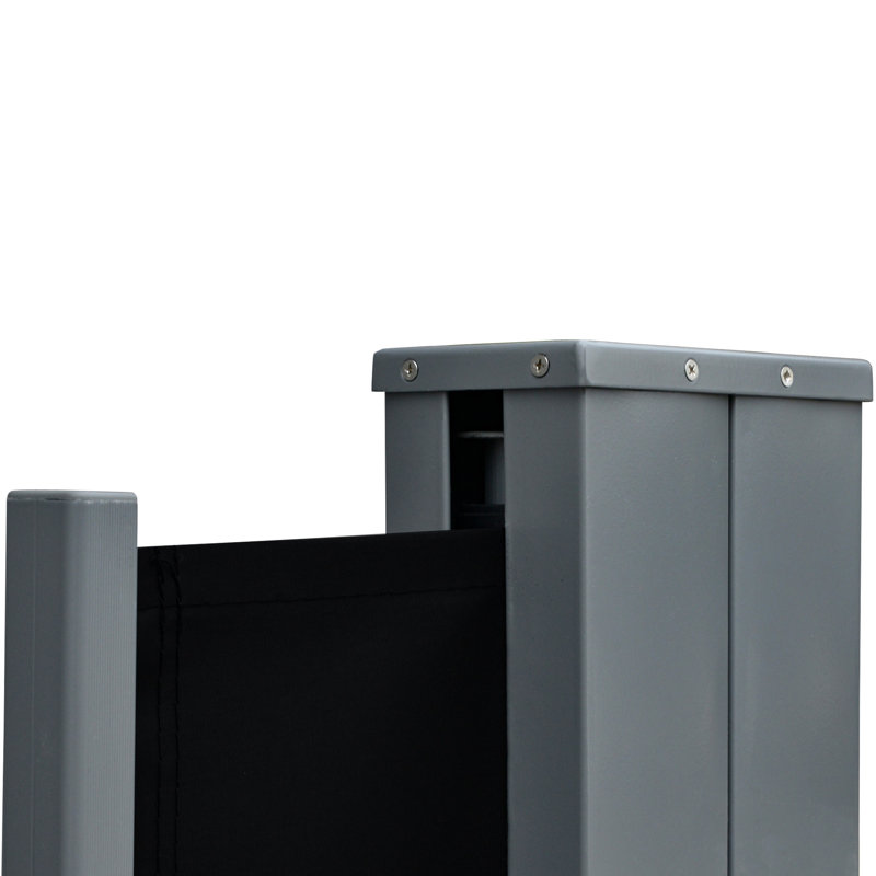 Auvent de bureau 20 '- Double tissu rétractable et structure en acier noir avec fonction de retrait automatique et cadre