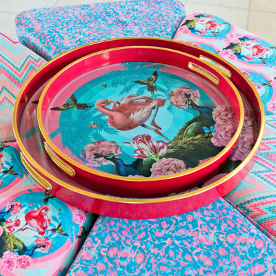 LLB -Round tray set of 2- Flamingo-go