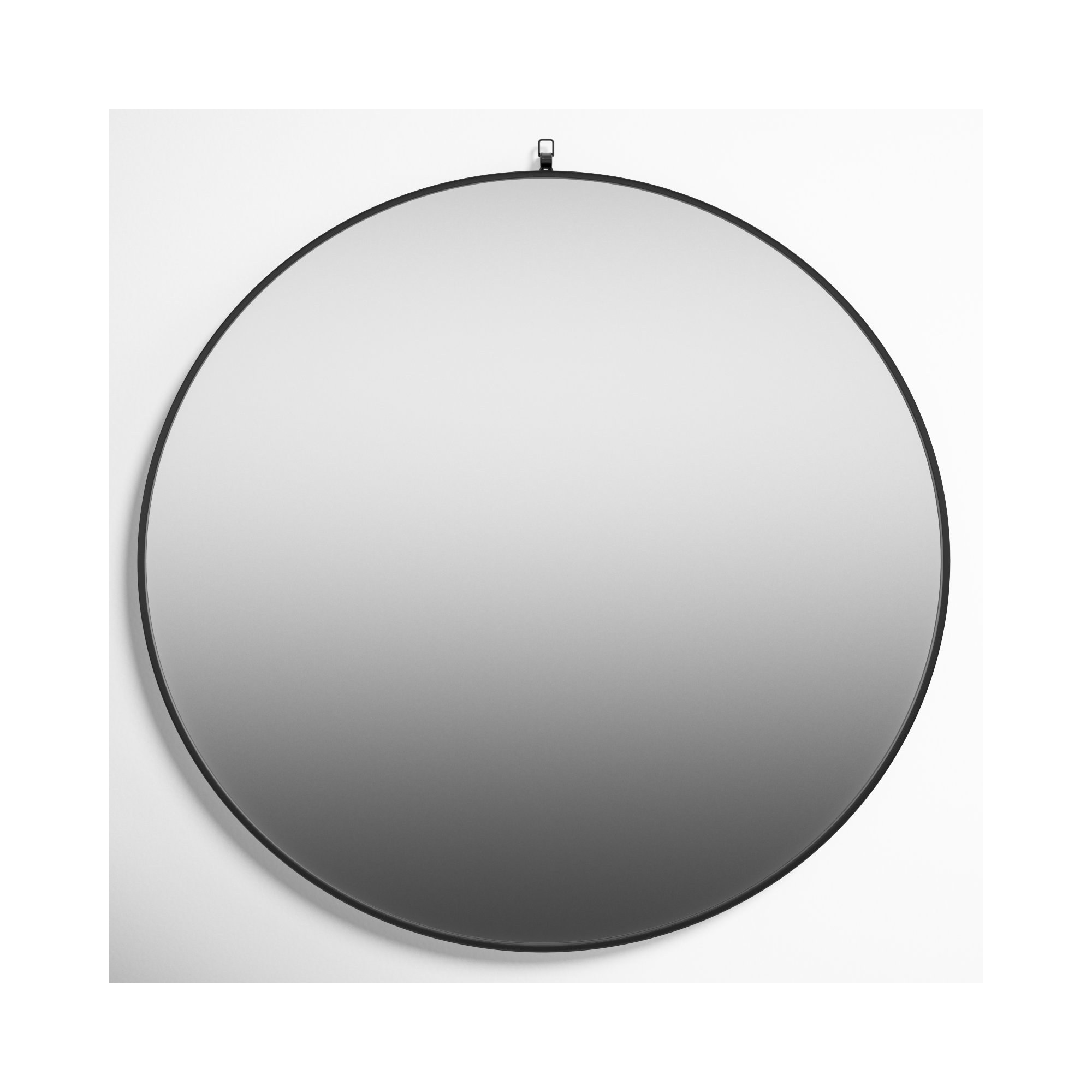 Cassie Metal/Manufactured Wood Round Wall Mirror, 39" x 39", Black