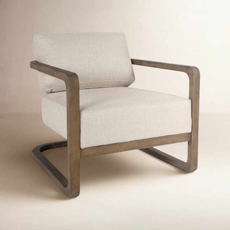 Fauteuil en polyester l 29 po Saya, Mélange de polyester beige, Brun naturel