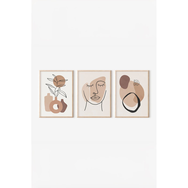 Ensemble de 3 peintures élégantes encadrées décoratives, 12,9 po x 18,9 po | Cadre 100% bois massif (épaisseur: 0,8 pouce), œuvre d'art 100% MDF | Impression numérique éclatante, parfaite pour la décoration de salon et de bureau