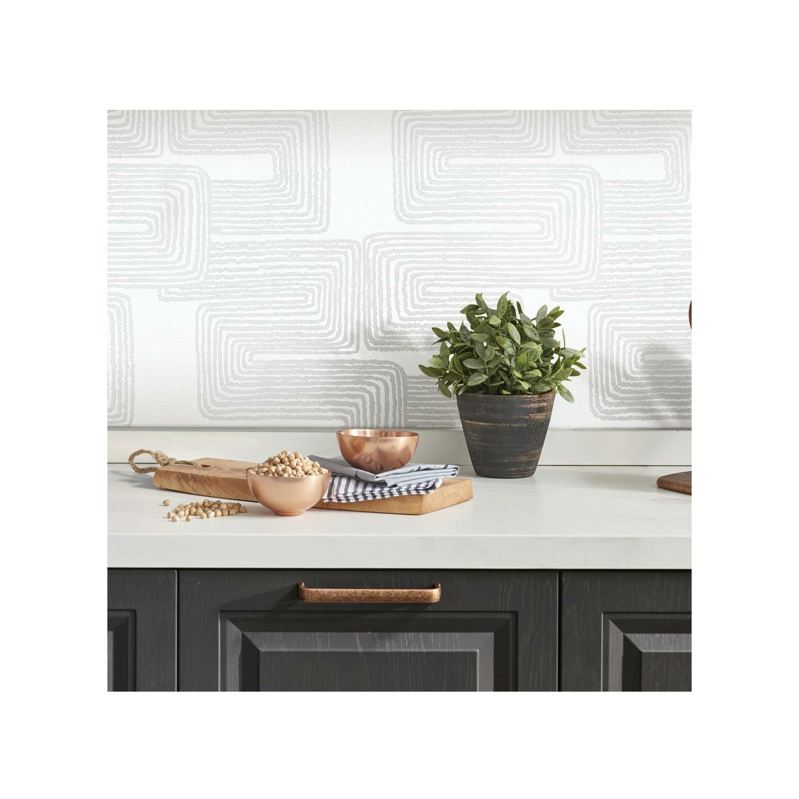 Peel & Stick Geometric Wallpaper, White