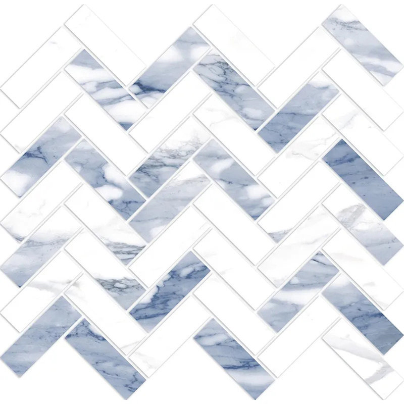 Veneto 11.1 In. X 12.36 In. Polished Porcelain Herringbone Wall And Floor Tile (4.76 Sq Ft/Case) - 5 Sheets, Black