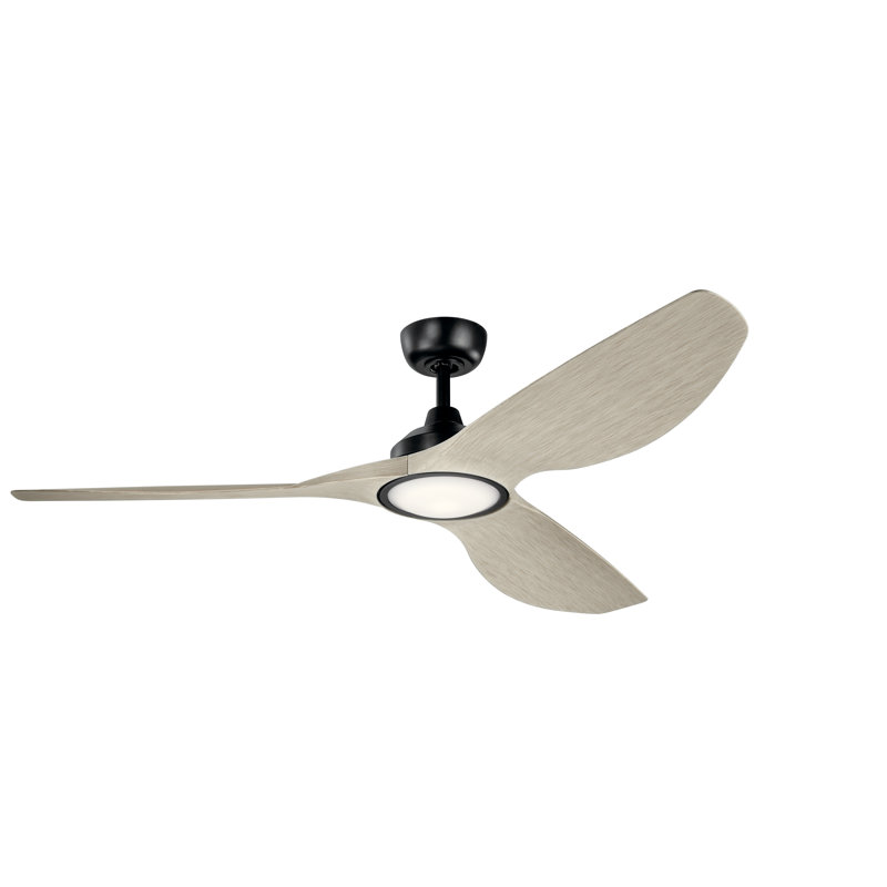 Kichler Imari 65" 3 - Blade LED Propeller Ceiling Fan with Wall Control and Light Kit Included, Satin Black