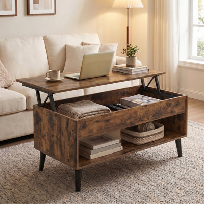 Table basse à plateau relevable de 39,4 po avec rangement pour salon, bureau à domicile