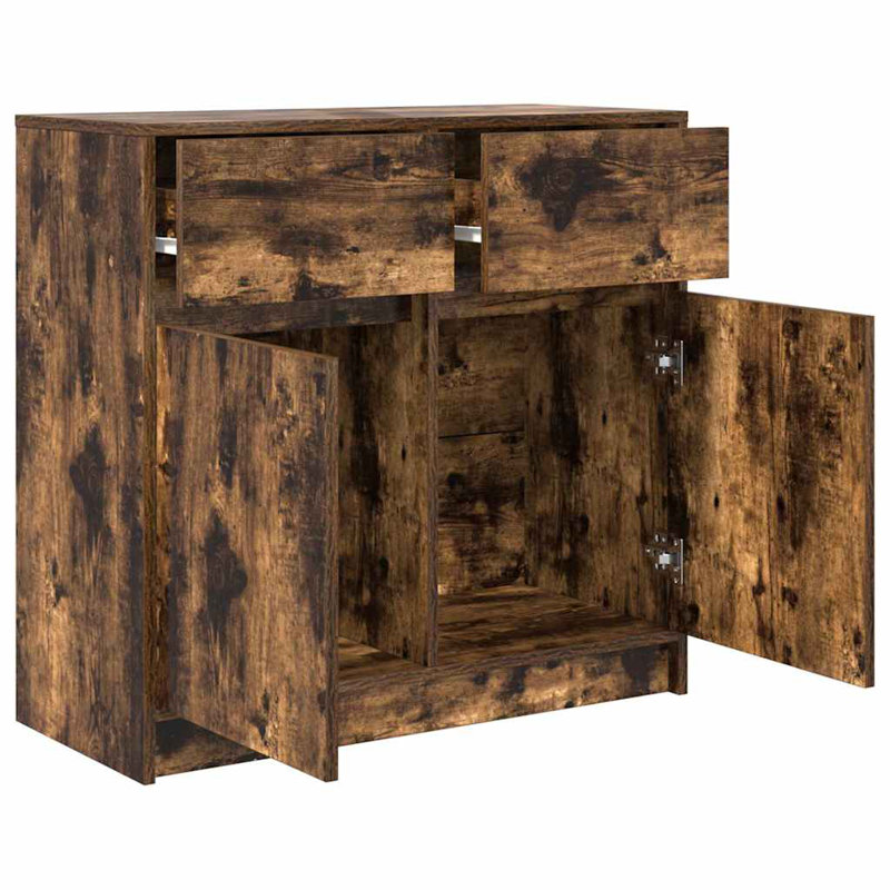 Sideboard With Drawer 80X34x76 Cm Engineered Wood, Smoked Oak