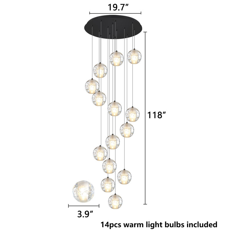 Hurleigh 14 - Light Globe Chandelier, Matte Black
