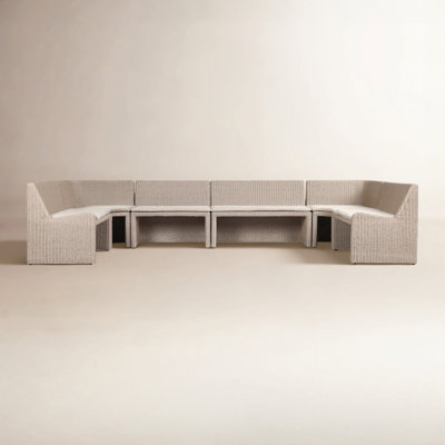 Senna Outdoor Dining Banquette U Shape 155"-Vintage White