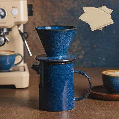 Pour Over Coffee Maker, Ceramic Pour Over Coffee Dripper Set With 20 Count Paper Filters, 16.5oz，500ml Coffee Pour Over