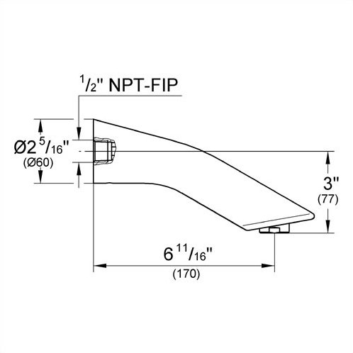Ectos Bath Spout, Satin Nickel