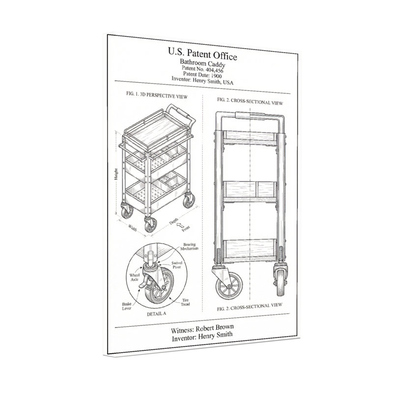 Serviteur de salle de bain avec roues et tablettes Bath & Laundry, H 18 po x l 12 po