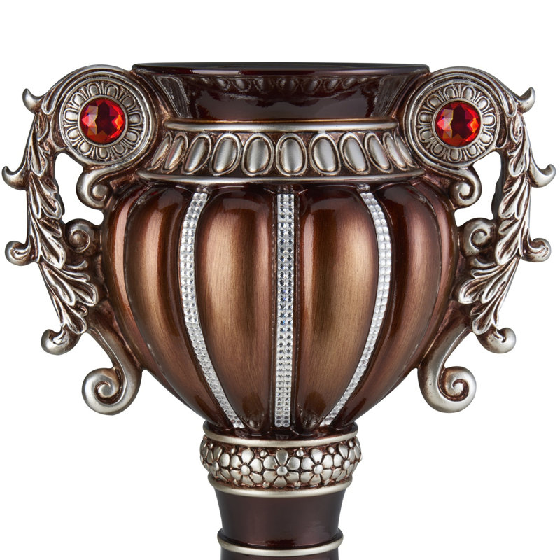 Rosdorf Park 17.5" Tall" Delicata" Urn-Shaped Decorative Vase, Bronze With Silver Accents