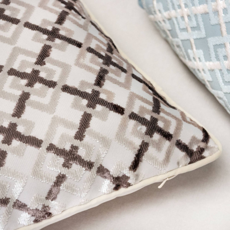 Leshi Geometric Throw Pillow, Ecru