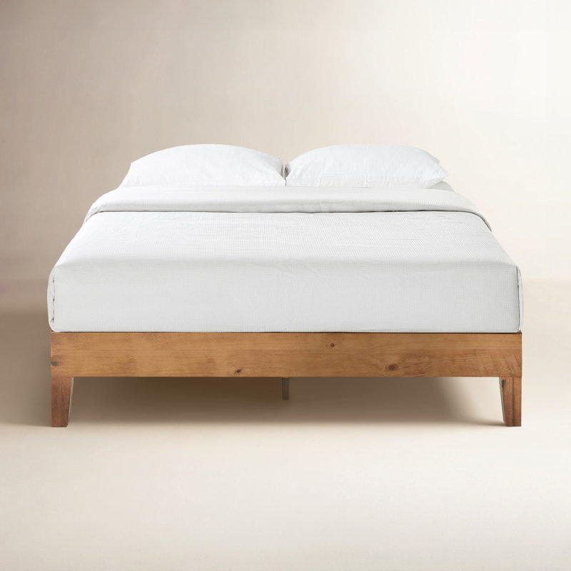 Lit plateforme en bois massif Amaryn, Naturel, Grand