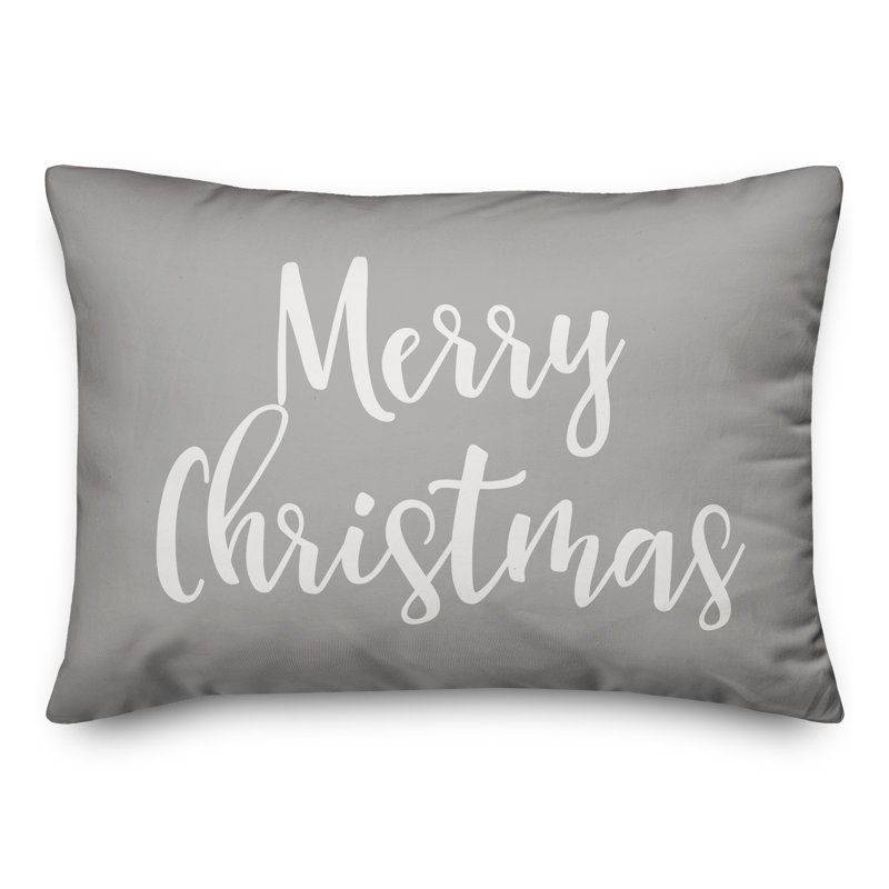 Gray Merry Christmas Lumbar Spun Polyester Pillow