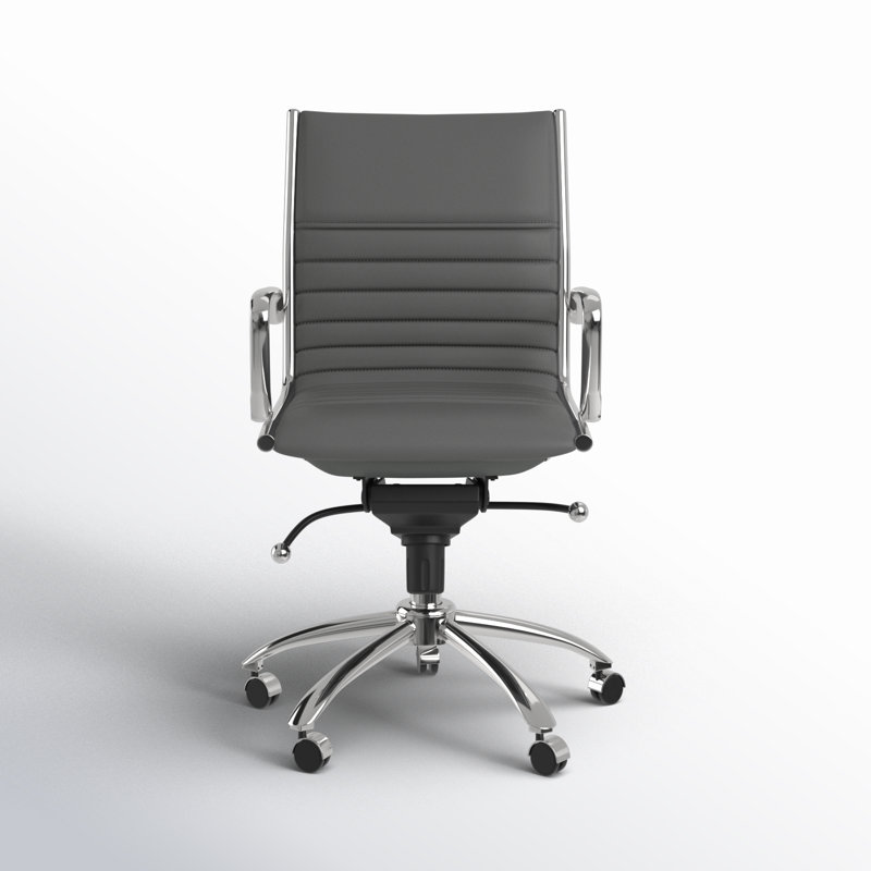 Naida Faux Leather Swivel Task Chair, Yes, Gray Faux Leather