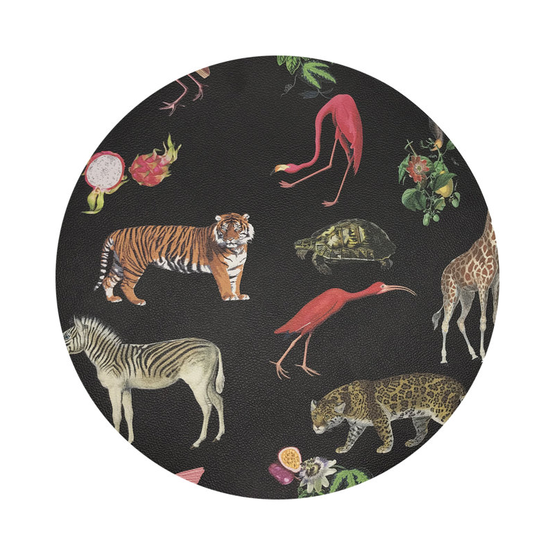 Exotix Vegan Leather Round Placemats, Black