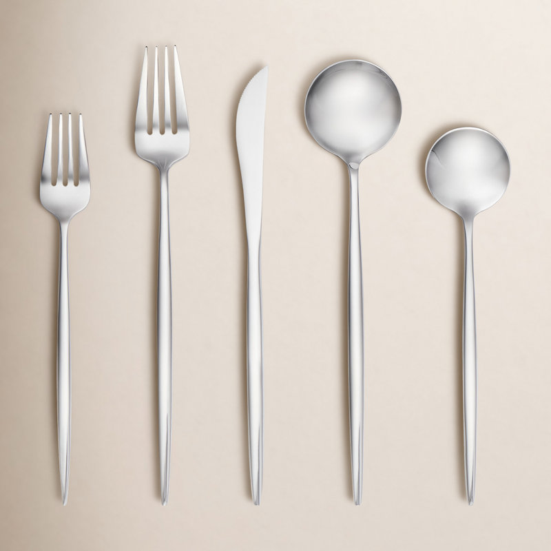 Skandia Zephyr Mirror 20-Piece Flatware Set, Argent