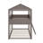 Full Over Full Wood Bunk Bed With Roof,Window, Guardrail, Ladder-1070410244