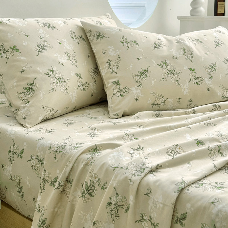 Ensemble de draps 100% coton jaunes, Ensemble de draps pour grand lit avec un drap-hous