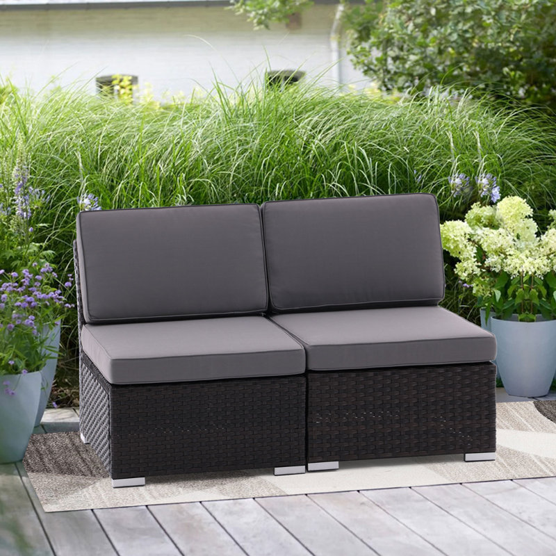 Brodyn Wicker Outdoor Armless Lounge Chair, Taupe