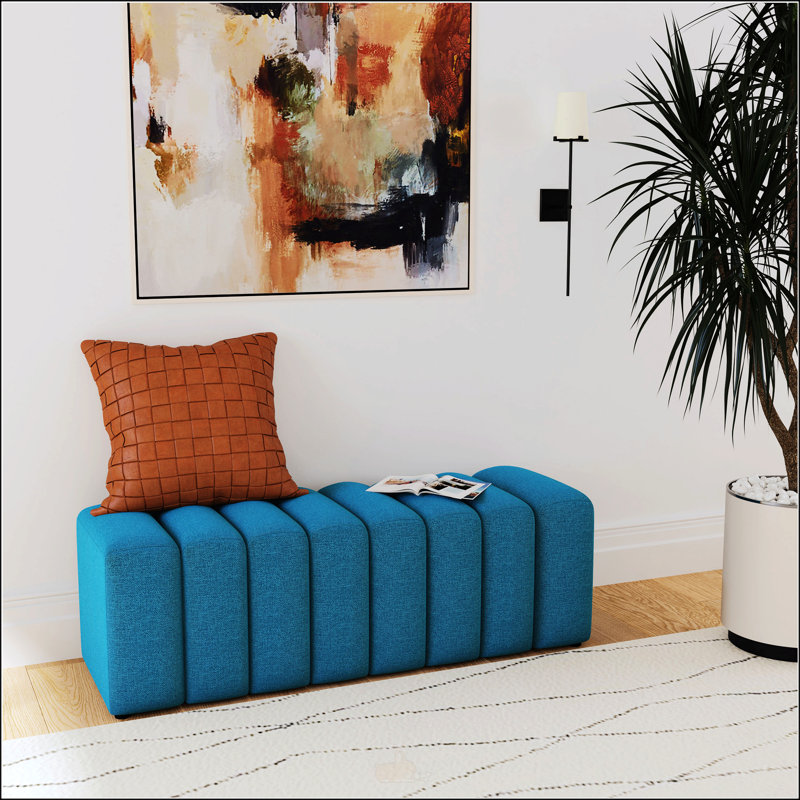 Banc d'appoint rembourré en tissu Delsur, parfait pour les sièges contemporains et élégants, Gris anthracite