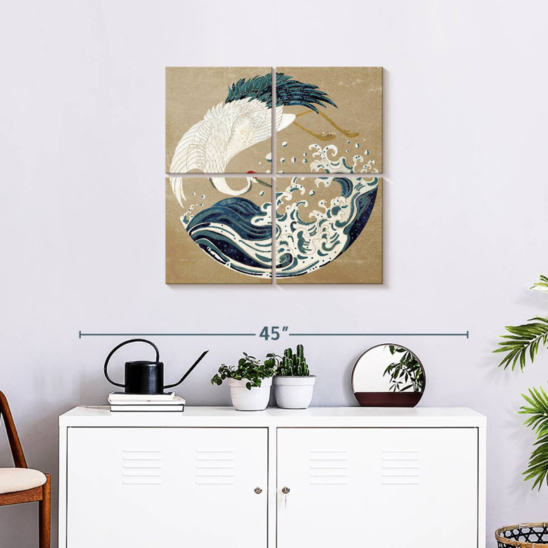 Grue Brampt et vague Yin Yang, H 26 po x l 26 po
